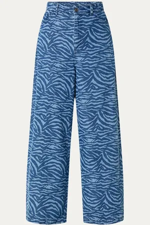 Modstrom Mase high waist wide leg jeans met zebraprint