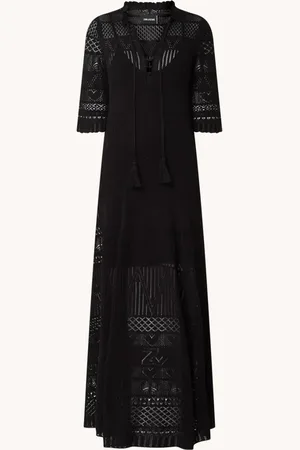 Zadig & Voltaire Memphis maxi jurk met crochet en strikkraag