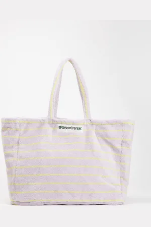 Bongusta Naram strandtas van badstof met streepprint en logo