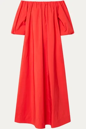 Essentiel Antwerp Hamille off shoulder midi jurk met pofmouw