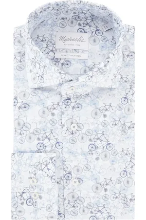 Michaelis Slim fit strijkvrij overhemd met print