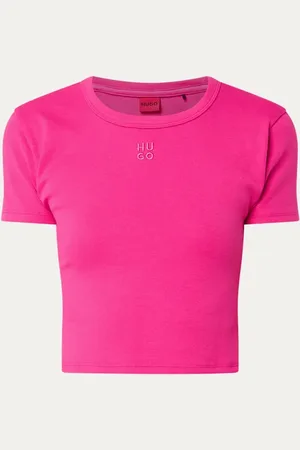 HUGO BOSS Delanor cropped T-shirt met logoborduring