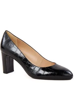 L.K. Bennett L-K-Bennett Winola pump van leer met crocostructuur
