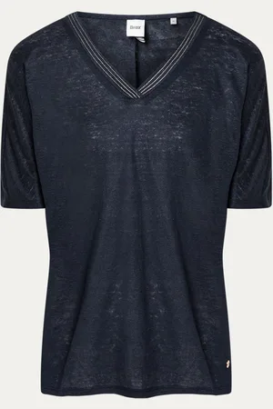 Brax Caelen T-shirt van linnen met V-hals