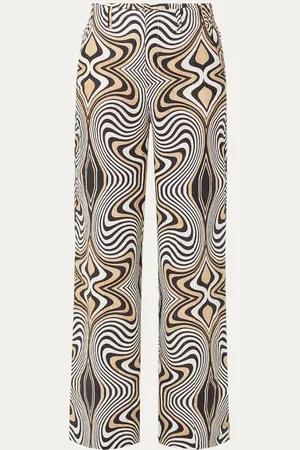 Rosner Mara high waist wide fit pantalon van linnen met grafische print