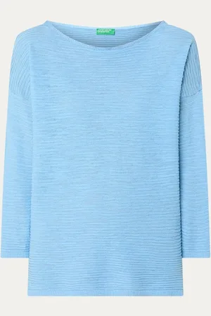 Benetton Ribgebreide pullover in linnenblend
