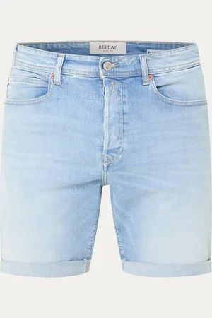 Replay 573 straight fit korte broek van denim met steekzakken