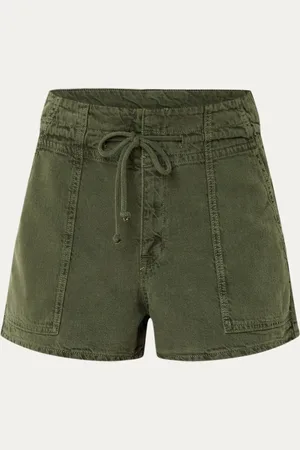 Bash Fabo high waist straight fit korte broek in linnenblend met trekkoord