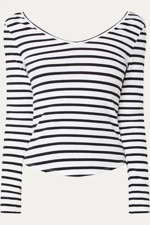 10 days Ribgebreide longsleeve met V-hals en streepprint