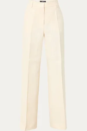 Max Mara Malizia high waist wide fit pantalon van linnen met steekzakken