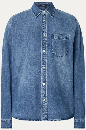 Denham Noah overhemd van denim met borstzak