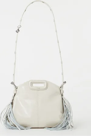 Maje Crossbodytas van leer met franjes