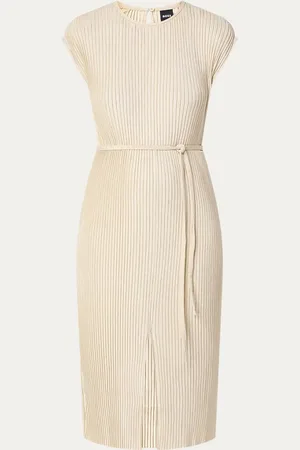 HUGO BOSS Emaura midi jurk met strikceintuur en split