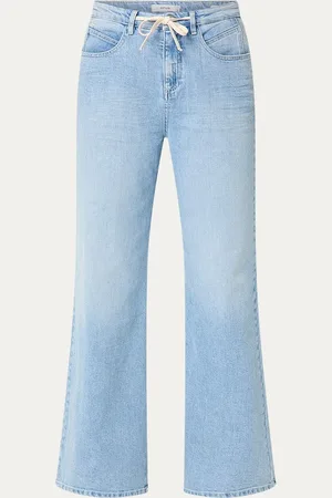 Opus Miva high waist wide leg jeans met lichte wassing