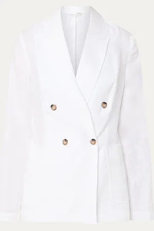 Benetton Double-breasted blazer van linnen met opgestikte zakken