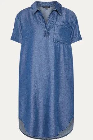 Opus Wasya midi tuniekjurk van chambray