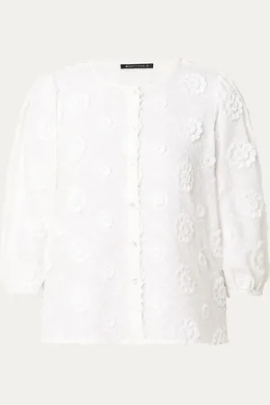Expresso Blouse met bloemborduring