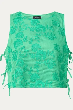 Refined Department Gabrielle mouwloze top met bloemborduring en strikdetail
