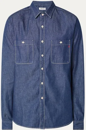 Replay Regular fit overhemd van chambray met borstzakken
