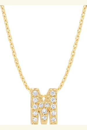 Diamond Point Geelgouden hanger M, 0-06 ct diamant, Alphabet