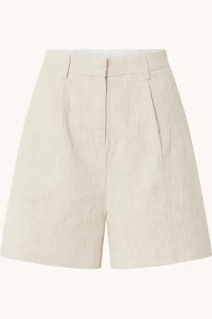 Neo Noir Saga high waist straight fit korte broek in linnenblend