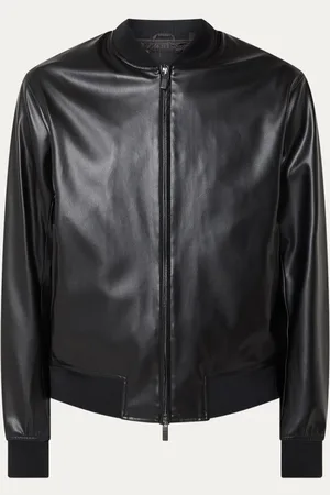 Emporio Armani Bomberjack van imitatieleer met ritszakken