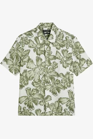 Marc O’ Polo T-Regular fit overhemd van linnen met bloemenprint