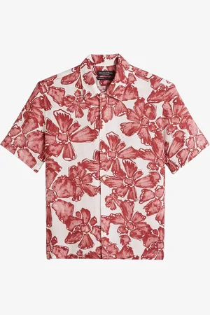 Marc O’ Polo T-Regular fit overhemd van linnen met bloemenprint