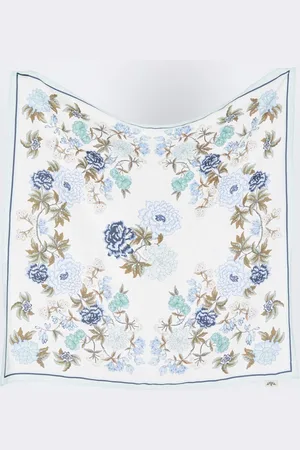Mos Mosh MMSaku sjaal met bloemenprint in katoenblend 65 x 65 cm