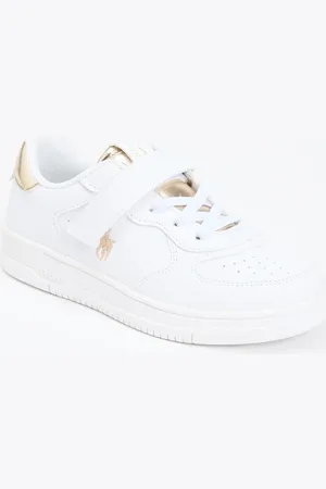 Ralph Lauren C-Masters Court sneaker met logo en metallic finish