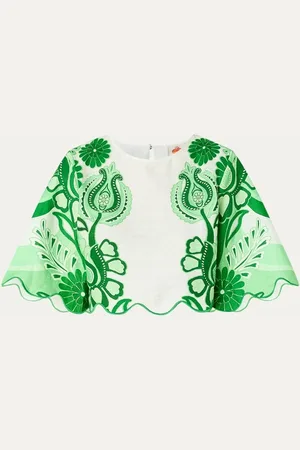 Farm Rio Crop top van linnen met bloemenprint
