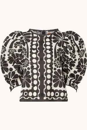 Farm Rio Palermo crop top met bloemenprint en pofmouw