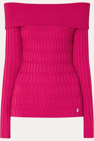 Liu Jo Ribgebreide off-shoulder trui met lurex