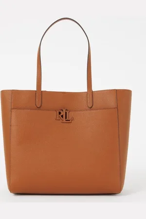 Ralph Lauren Cameryn shopper van leer met structuur en logo