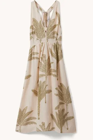 Reiss Anna midi jurk van linnen met print
