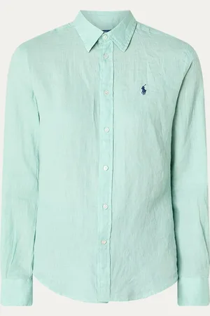 Ralph Lauren Blouse van linnen met logoborduring