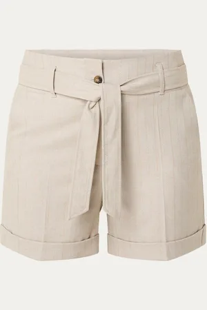 Expresso High waist straight fit korte broek met streepprint en lurex