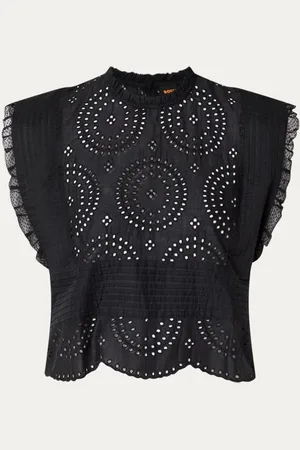 HUGO BOSS Bredy top met broderie en ruches