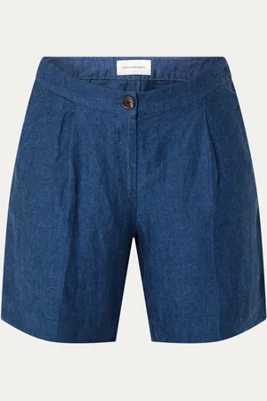 MSCH MSCHNaira Claritta high waist wide fit korte pantalon van linnen met steekzakken