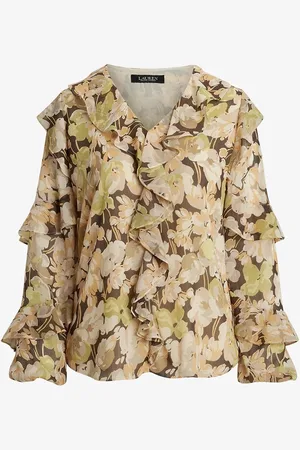 Ralph Lauren Gebloemde georgette blouse met ruches