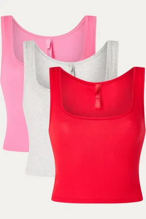 SKIMS Cotton Rib cropped tanktop met ribstructuur
