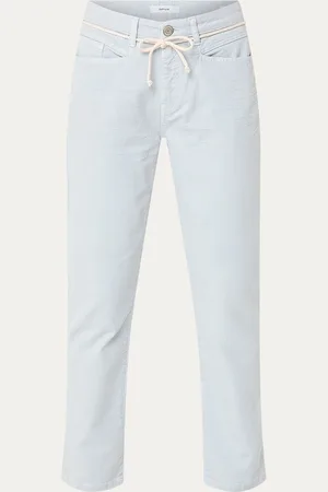 Opus Louis high waist slim fit jeans met gekleurde wassing en ceintuur