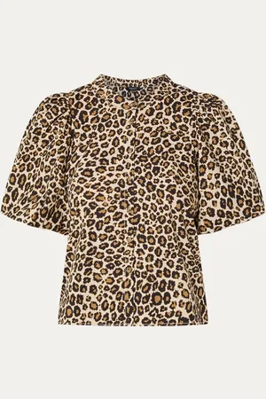 Claudia Sträter Blouse met panterprint en ballonmouw