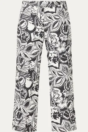Brax Maine S high waist wide fit cropped pantalon in linnenblend met bloemenprint