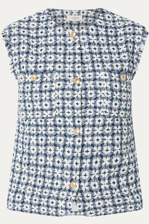 Claudia Sträter Gilet met tweed-look en opgestikte zakken