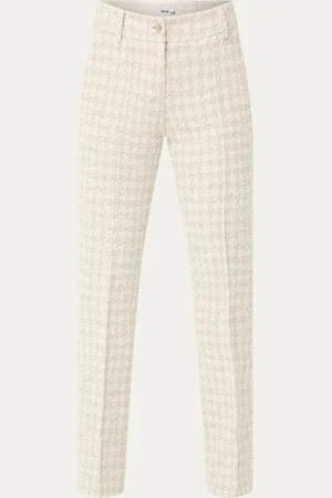 Brax Maron mid waist regular fit pantalon met pied-de-poule dessin