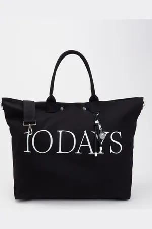 10 days Shopper van canvas met logo en uitneembare etui