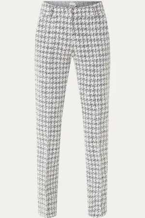 Brax Maron mid waist regular fit pantalon met pied-de-poule dessin