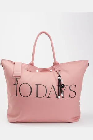 10 days Shopper van canvas met logo en uitneembare etui