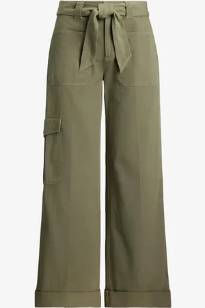 Ralph Lauren Mid waist wide fit broek met strikceintuur